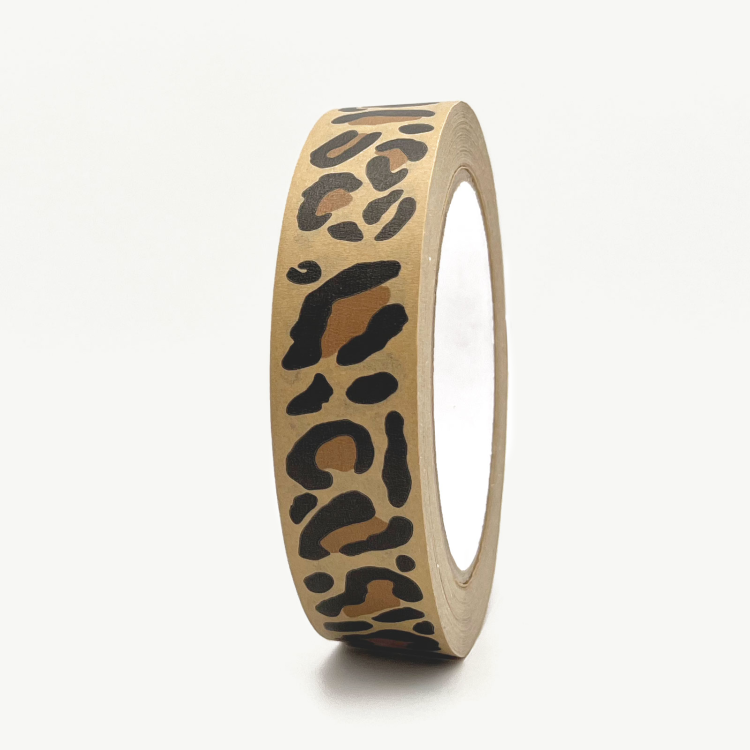 Leopard Print Paper Gift Wrap Tape, 25mm x 50m, Brown/Black