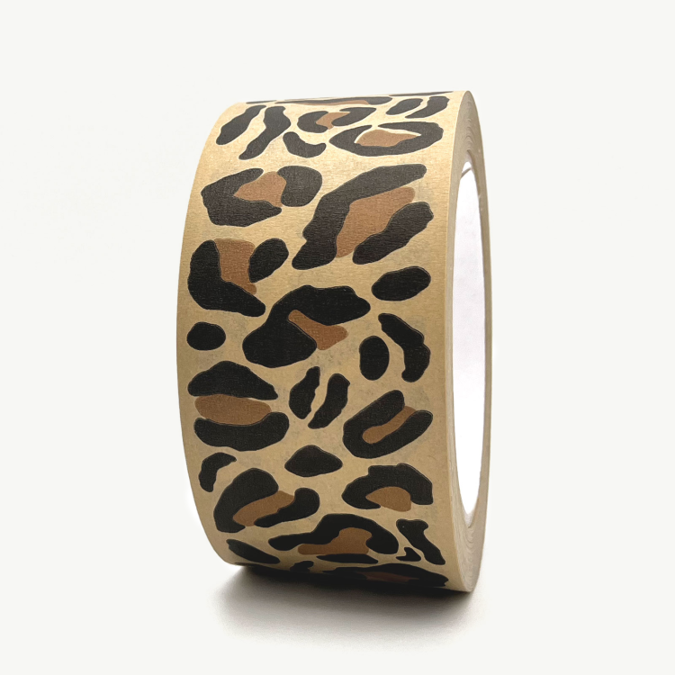 Leopard Print Paper Packing Tape, 50mm x 50m, Brown/Black