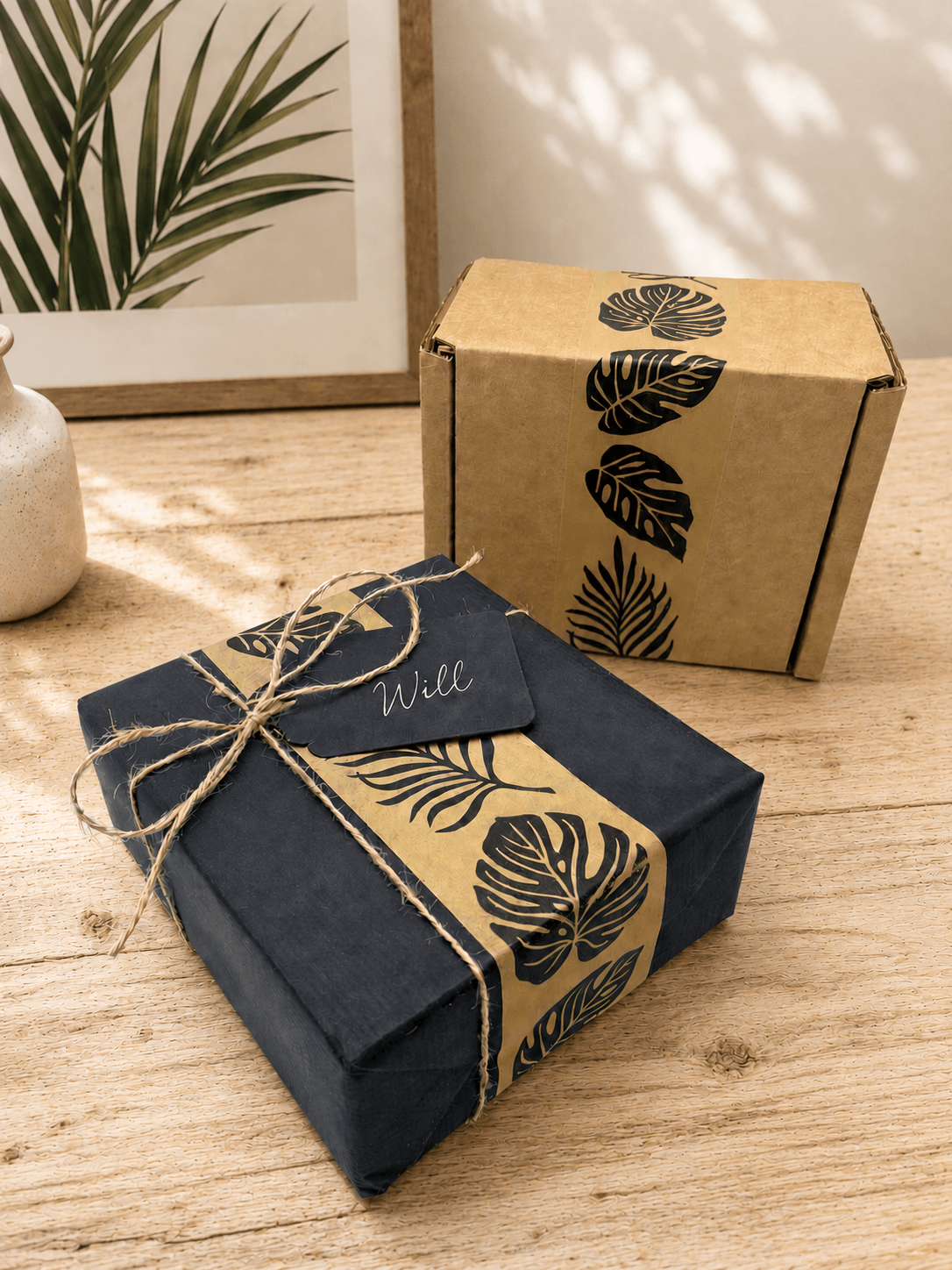 Tropical Palm Leaf Paper Packing Tape, 50mm x 50m - Image 2